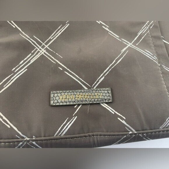 Vera Bradley Silver Nylon Crossbody Shoulder Bag Purse Diamond Pattern Adj Strap - Picture 6 of 11